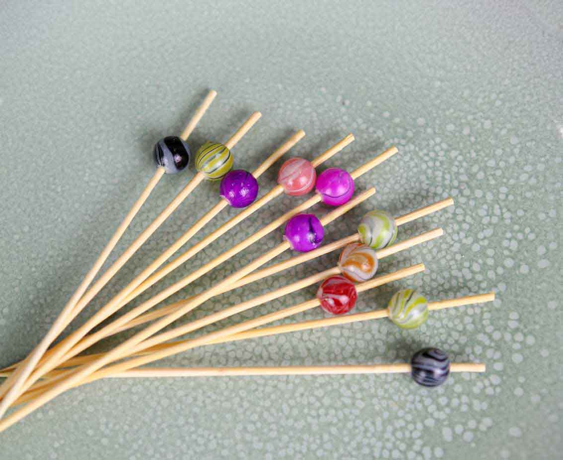Cocktail picks "Ceramic Balls", assorted colours, 24 pcs EOL